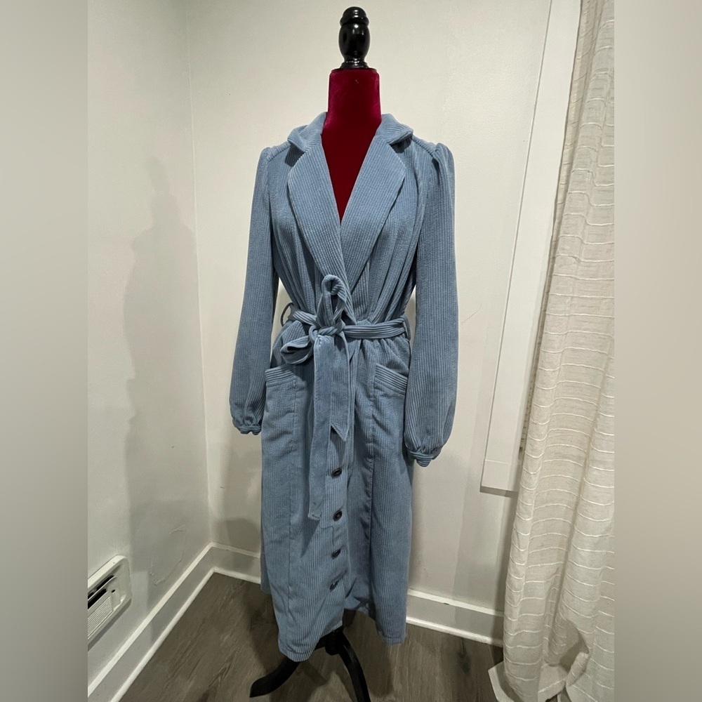 Current Air By Athropologie Vintage Light Blue Long Sleeve Dress/Coat